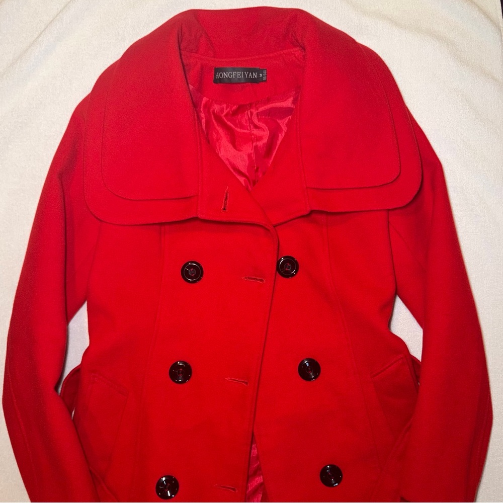 Hongfeiyan Red Knee Length Coat